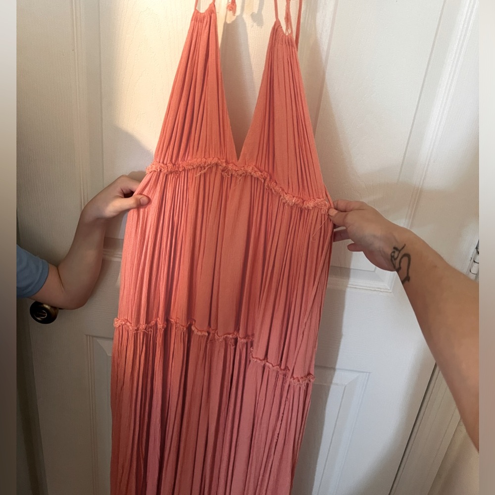 Pink lily halter backless dress
